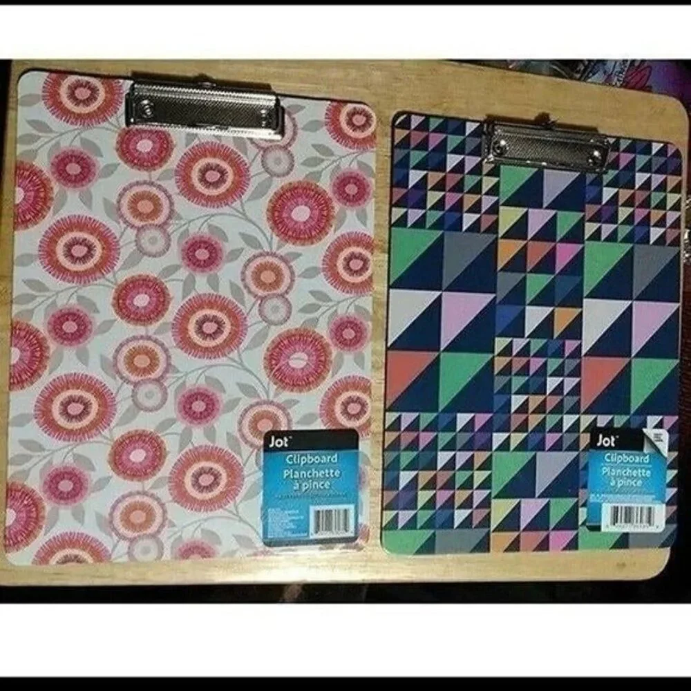 Colorful Patterned Clipboards Set Of 2 Geometric & Floral Design 9